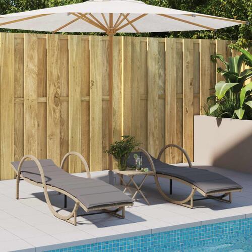 Liggestol med hynde 60x199x42 cm polyrattan beige