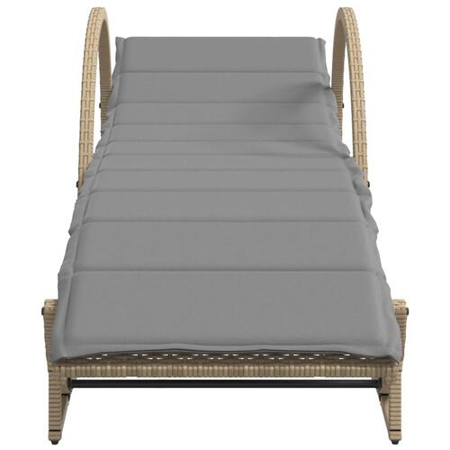 Liggestol med hynde 60x199x42 cm polyrattan beige