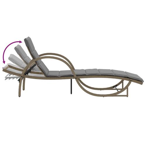 Liggestol med hynde 60x199x42 cm polyrattan beige