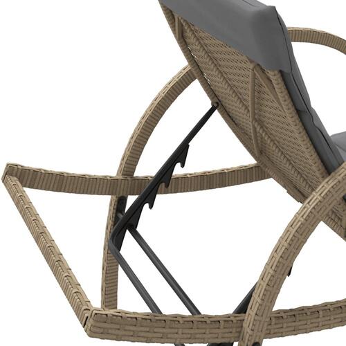 Liggestol med hynde 60x199x42 cm polyrattan beige