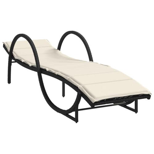 Liggestole 2 stk. med bord polyrattan sort