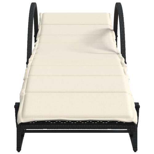 Liggestole 2 stk. med bord polyrattan sort