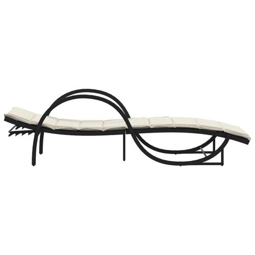 Liggestole 2 stk. med bord polyrattan sort