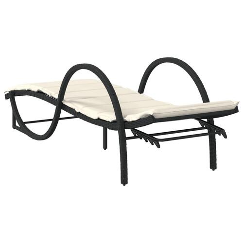 Liggestole 2 stk. med bord polyrattan sort