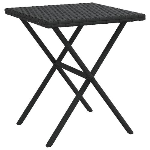 Liggestole 2 stk. med bord polyrattan sort