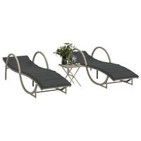 Liggestole 2 stk. med bord polyrattan lysegrå