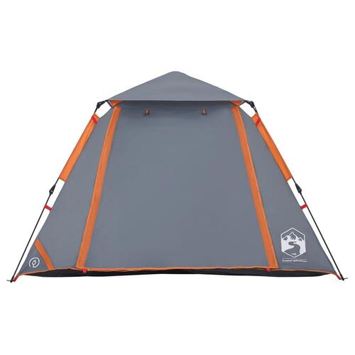 4-personers campingtelt kuppel quick-release grå og orange