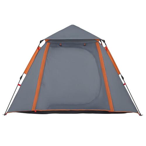4-personers campingtelt kuppel quick-release grå og orange