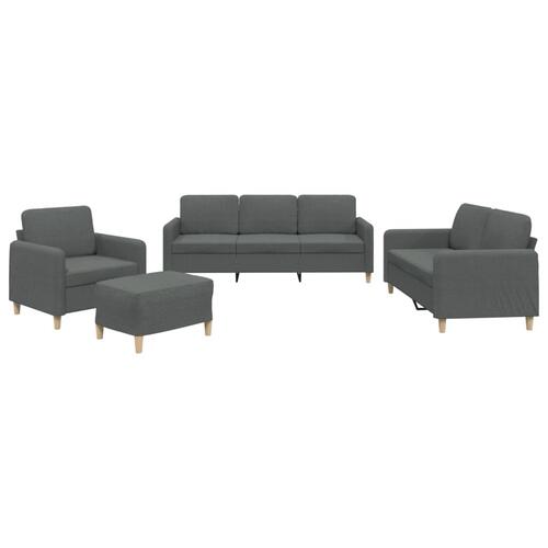 Sofasæt 4 dele med hynder stof mørkegrå
