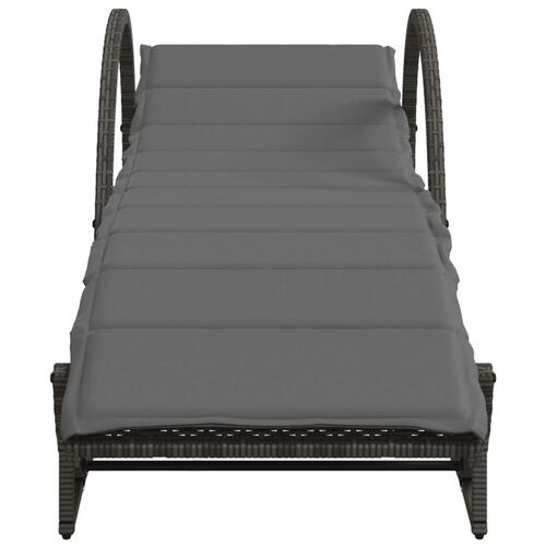Liggestol med hynde 60x199x42 cm polyrattan grå