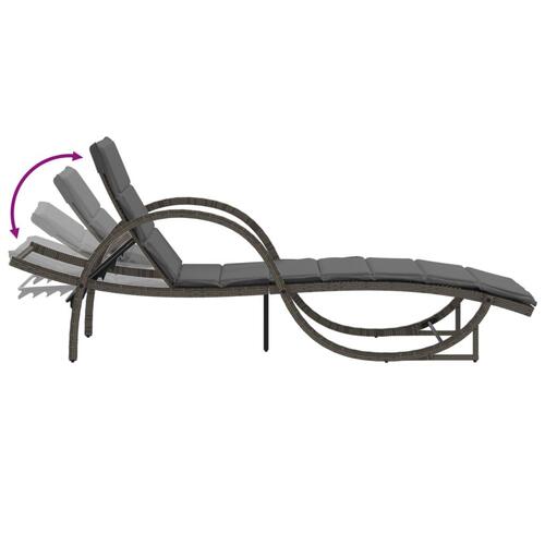 Liggestol med hynde 60x199x42 cm polyrattan grå