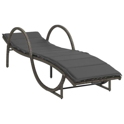 Liggestole 2 stk. med bord polyrattan grå