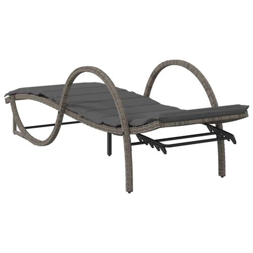Liggestole 2 stk. med bord polyrattan grå