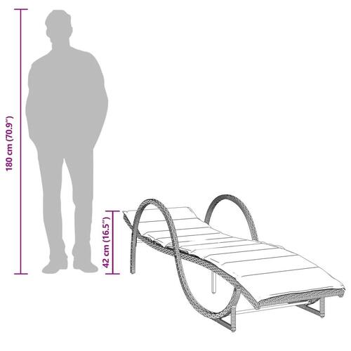 Liggestole 2 stk. med bord polyrattan grå