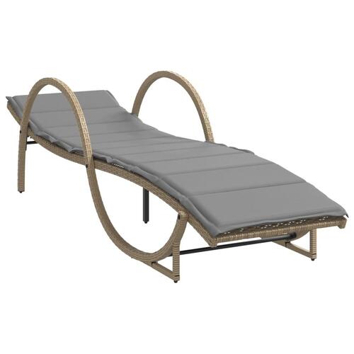 Liggestole 2 stk. med bord polyrattan beige