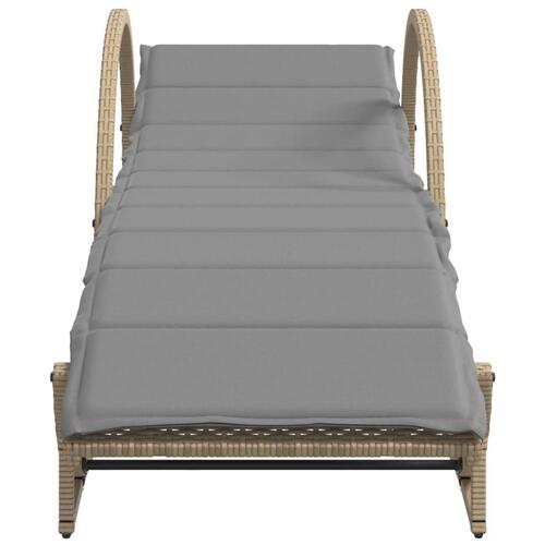 Liggestole 2 stk. med bord polyrattan beige
