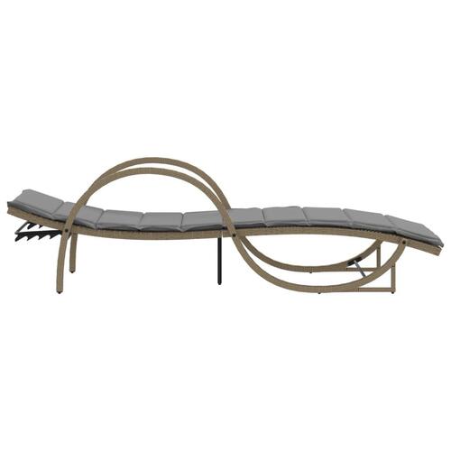 Liggestole 2 stk. med bord polyrattan beige