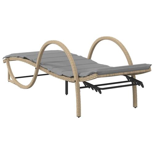 Liggestole 2 stk. med bord polyrattan beige