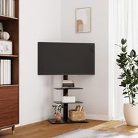 Tv-stativ til hjørne 3 hylder til 32"-65" sort