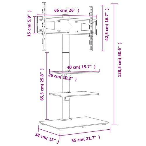 Tv-stativ til hjørne 3 hylder til 32"-65" sort