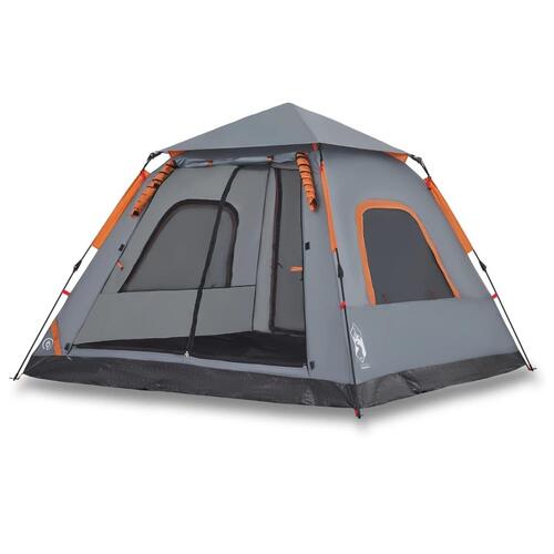 5-personers campingtelt kuppel quick-release grå og orange
