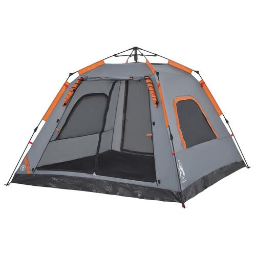 5-personers campingtelt kuppel quick-release grå og orange
