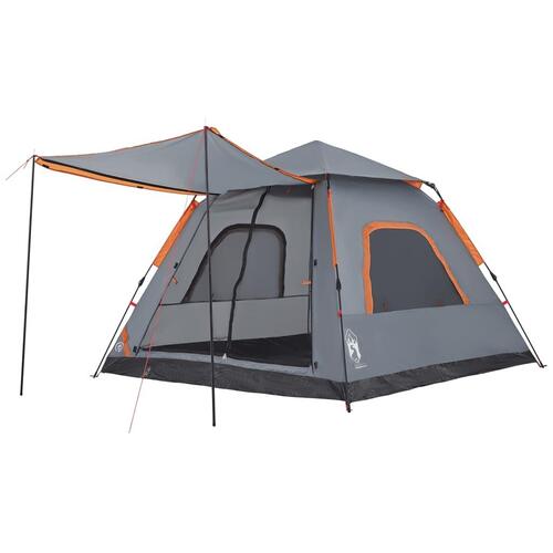 5-personers campingtelt kuppel quick-release grå og orange