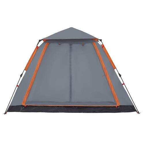5-personers campingtelt kuppel quick-release grå og orange