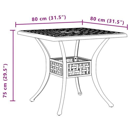 Havebord 80x80x75 cm støbt aluminium grøn