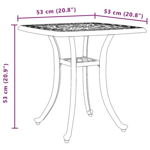 Havebord 53x53x53 cm støbt aluminium sort