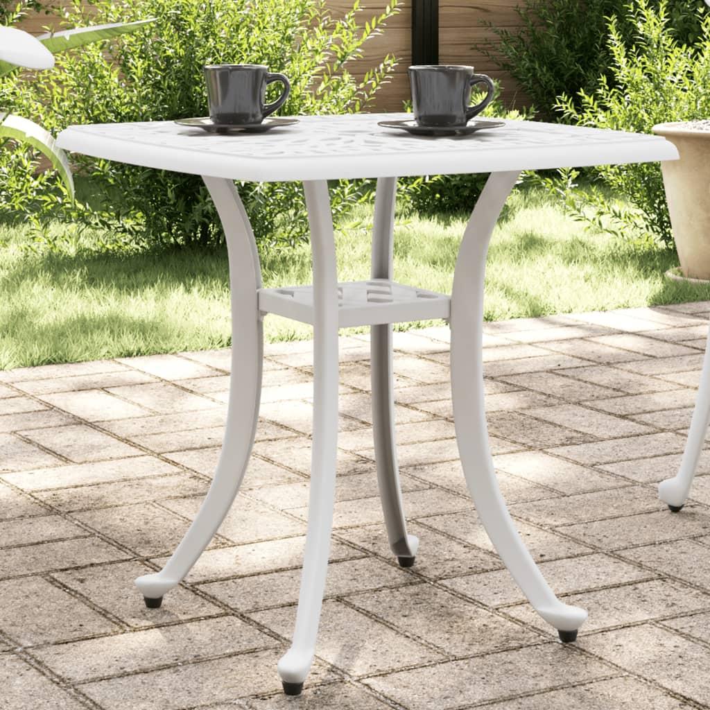 Havebord 53x53x53 cm støbt aluminium hvid