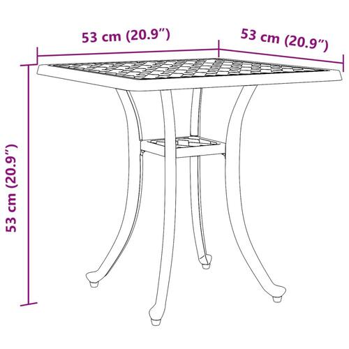 Havebord 53x53x53 cm støbt aluminium hvid