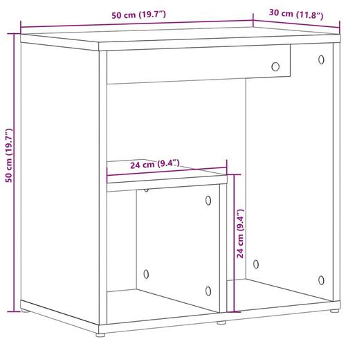 Sidebord 50x30x50 cm konstrueret træ betongrå