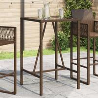Barbord til haven 70x70x110 cm polyrattan brun