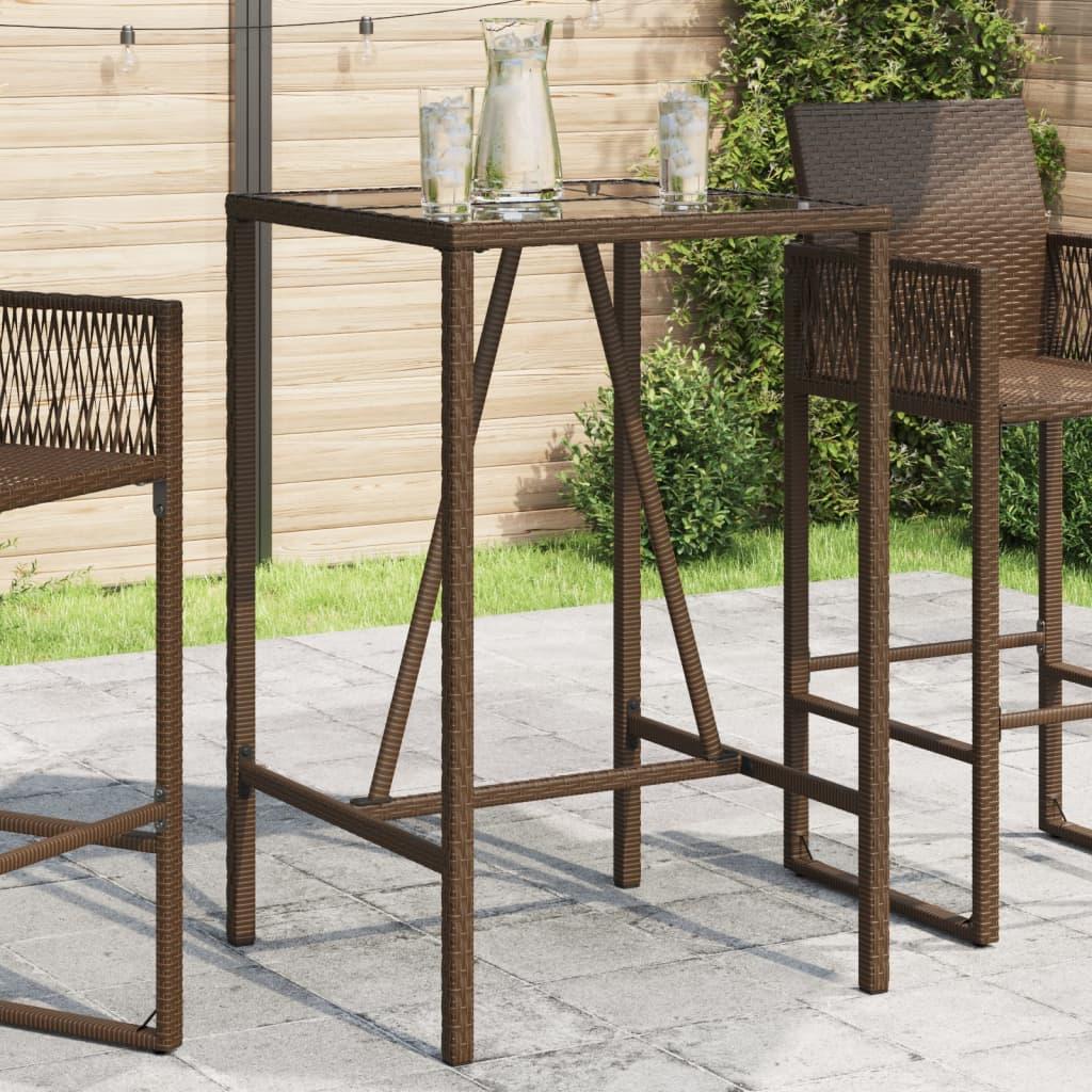 Barbord til haven 70x70x110 cm polyrattan brun