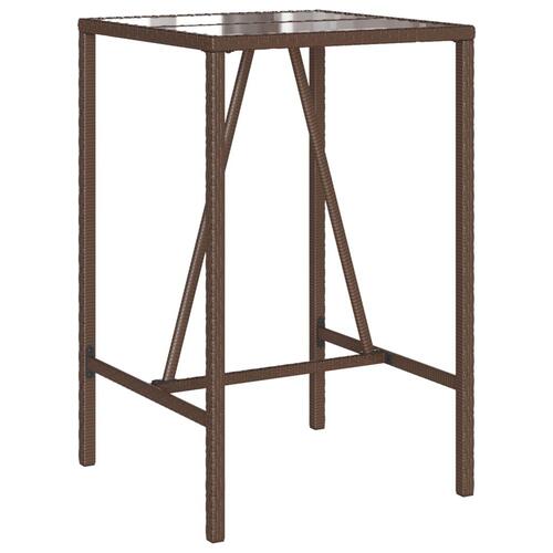 Barbord til haven 70x70x110 cm polyrattan brun