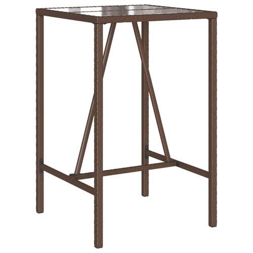 Barbord til haven 70x70x110 cm polyrattan brun