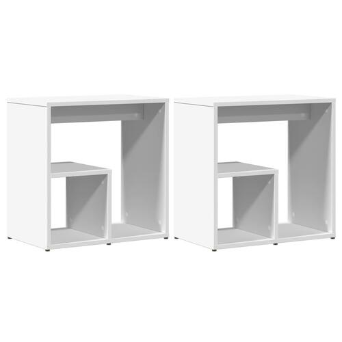 Sideborde 2 stk. 50x30x50 cm konstrueret træ hvid
