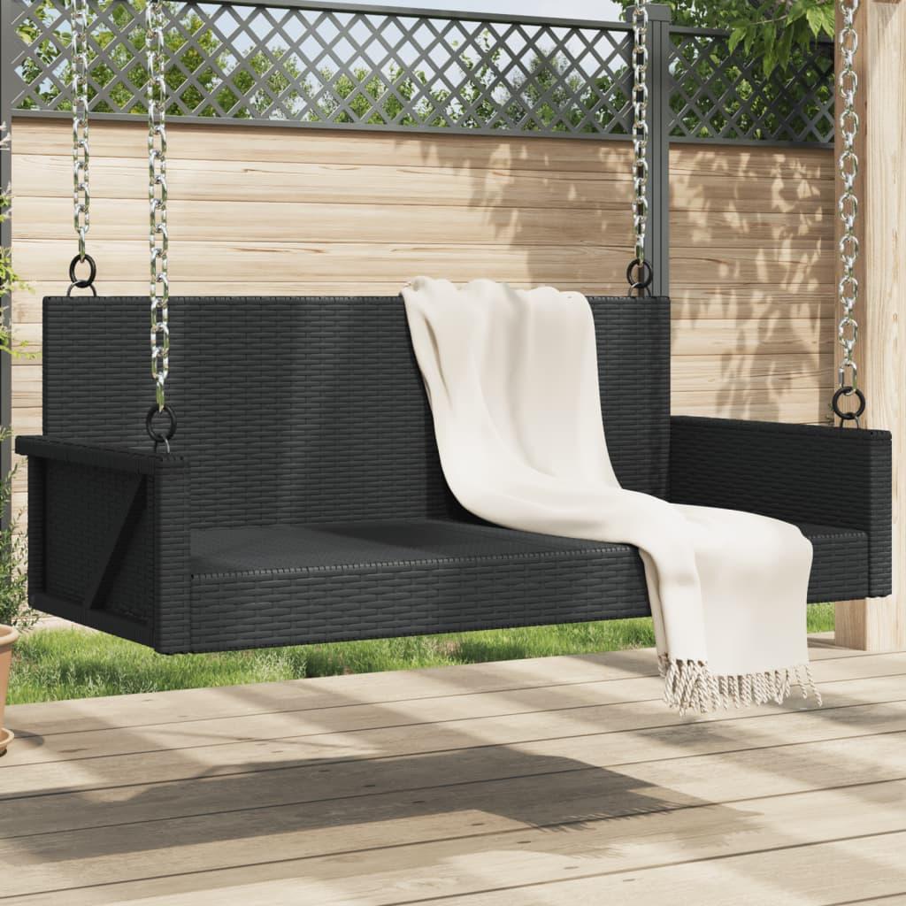 Gyngebænk 119x56x48 cm polyrattan sort billede
