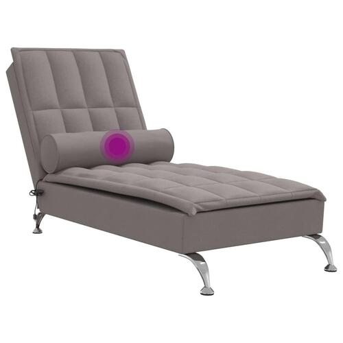 Chaiselong med massage og pude stof gråbrun