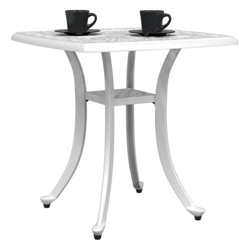 Havebord 53x53x53 cm støbt aluminium hvid