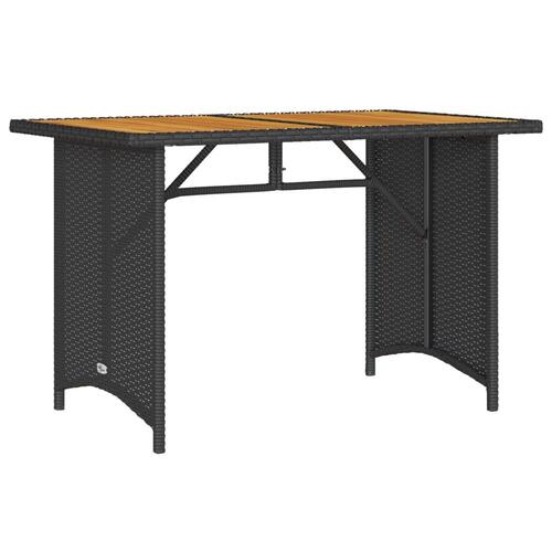 Havebord med træplade 110x68x70 cm polyrattan sort