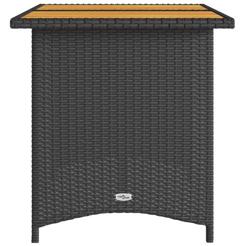 Havebord med træplade 110x68x70 cm polyrattan sort
