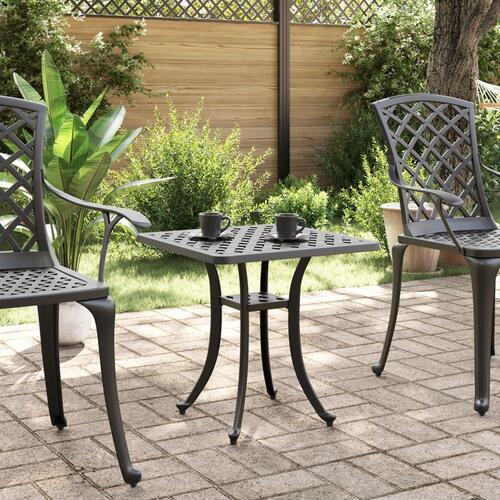 Havebord 53x53x53 cm støbt aluminium sort