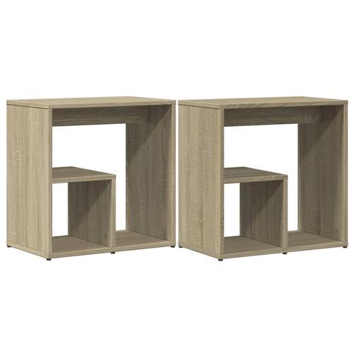 Sidebord 2 stk. 50x30x50 cm konstrueret træ sonoma-eg