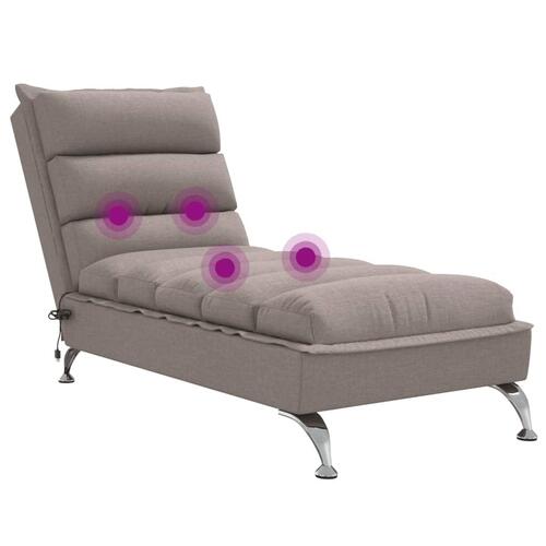 Chaiselong med massage og hynder stof gråbrun