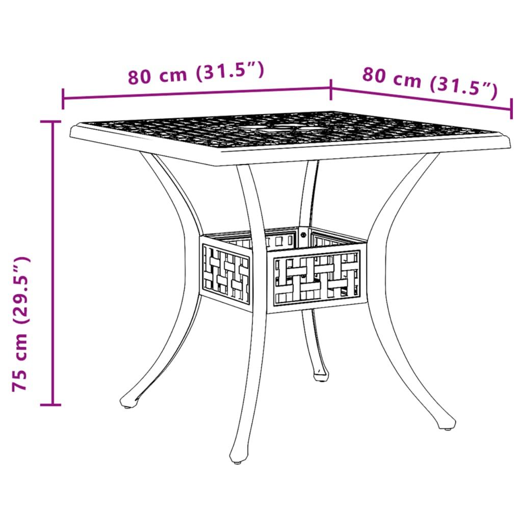 Havebord 80x80x75 cm støbt aluminium bronzefarvet