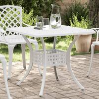 Havebord 80x80x75 cm støbt aluminium hvid