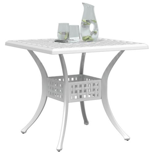 Havebord 80x80x75 cm støbt aluminium hvid