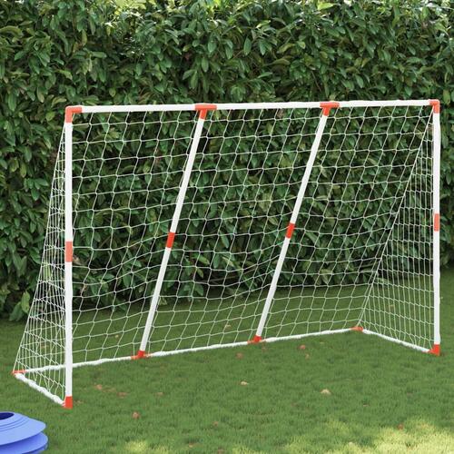 Fodboldmål til børn 184x64x124 cm med 2 bolde hvid